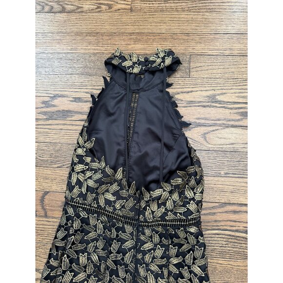 Bardot Gold Gemma Leaf Halter Lace Sheath Night Out Dress Size 4 - Picture 9 of 9